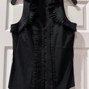 White House/Black Market Black Ruffled Women's Top